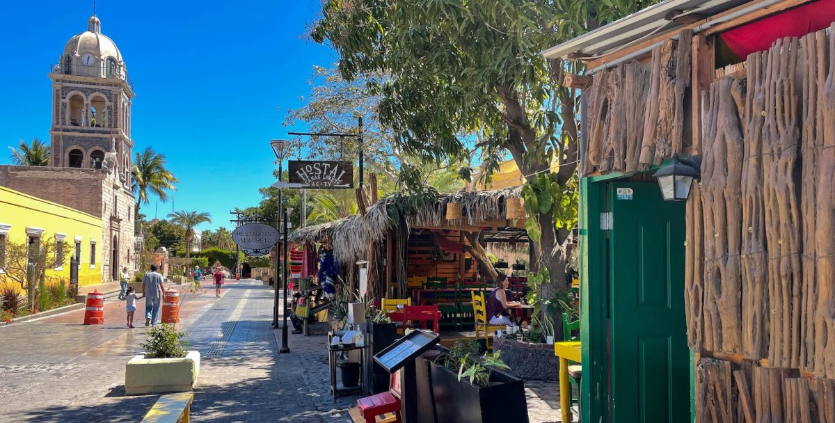 Walking down the streets of downtown Loreto, Baja surrounded by architecture, food, and art