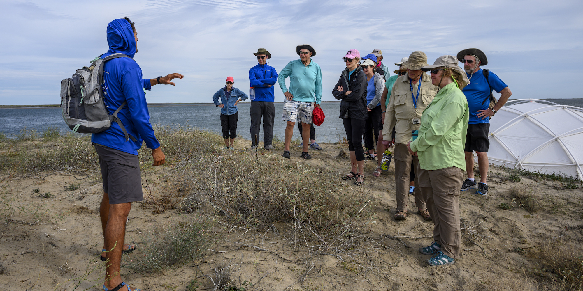 Sea Kayak Adventures local tour guide explains the importance of the Grey Whales ecosystem in Baja California Sur.