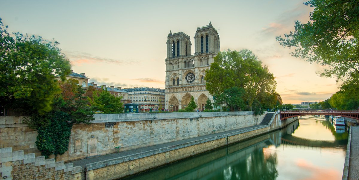 Notre Dame along the Siene river in Paris, France