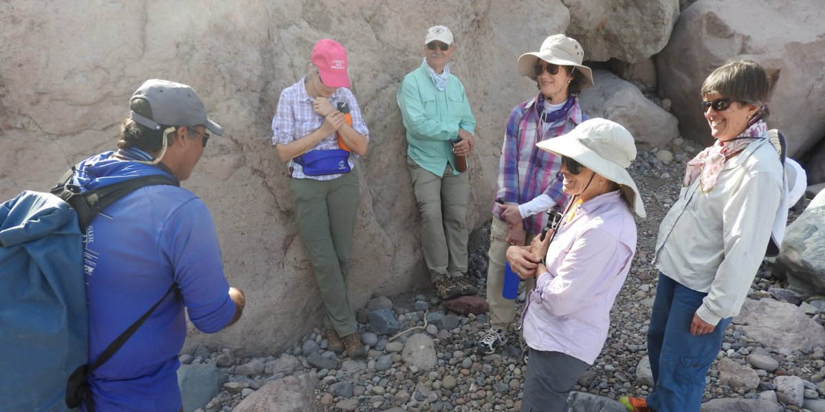 A group checks out the caves in Loreto Baja