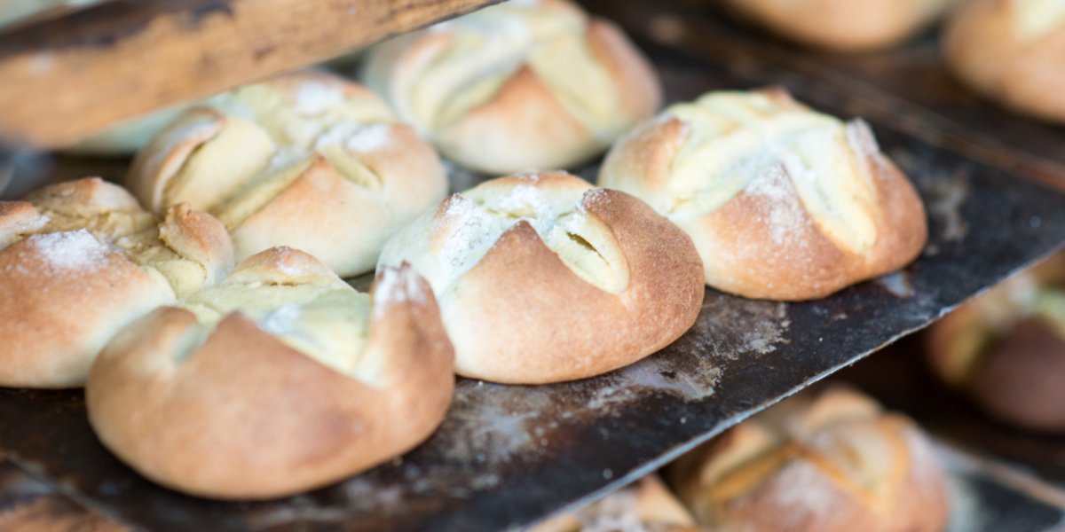 fresh baked rolls in the oven