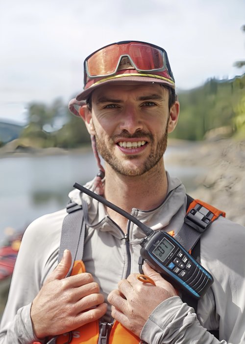 British Columbia Sea Kayaking guide smiling for a portrait