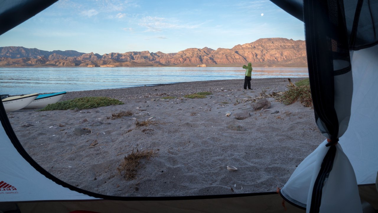 View from inside the tent in Loreto Bay