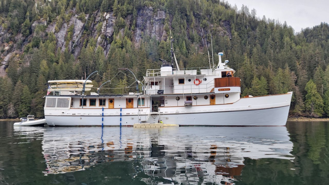 Side view of the Sea Wolf boat in Alaska