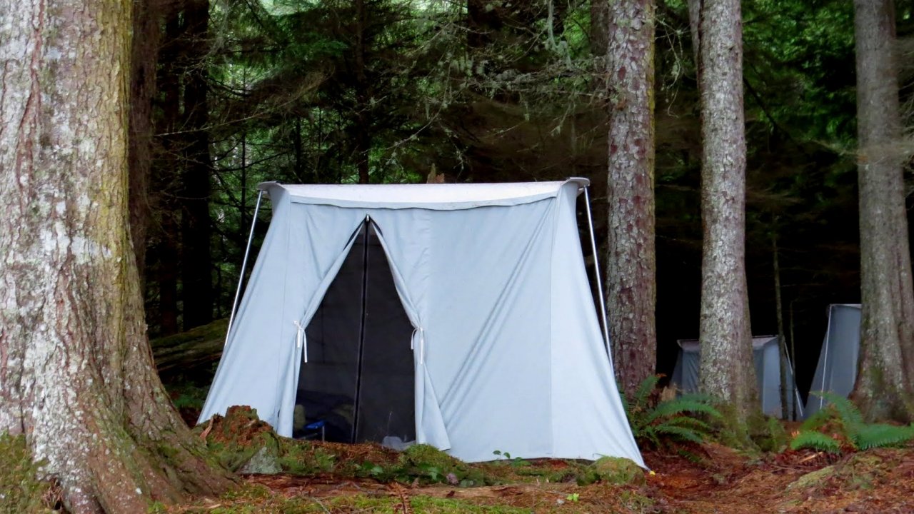 canvas tent in BC forest