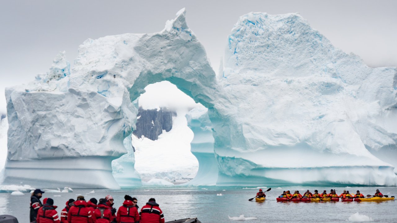 zodiacs, sea kayaks and ice in antarctica