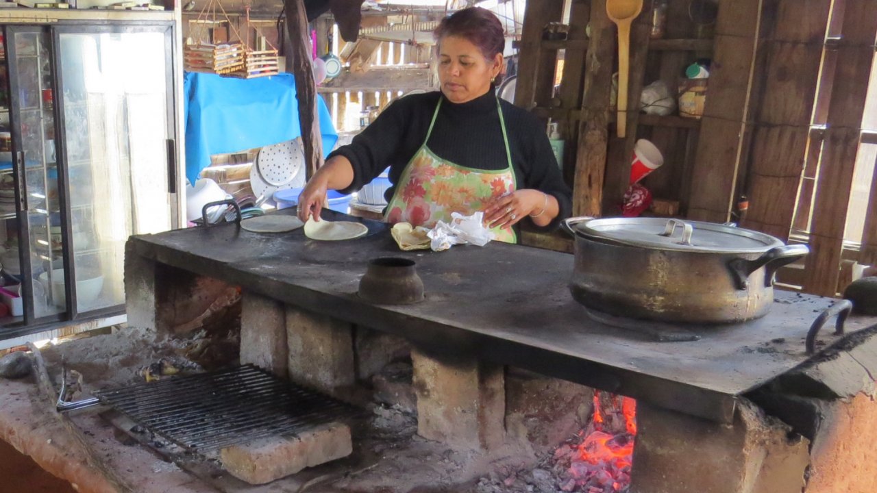 woman cooking tortillas in Baja