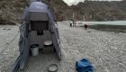 Toilet set up while camping on Danzante Island Loreto Bay