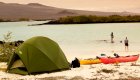 tent and sea kayaks galapagos islands