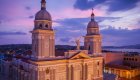 View of a famous cathedral in Cuba at sunset