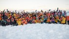 Group of travelers in Antarctica